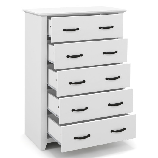 Tall Storage Dresser with 5 Pull-out Drawers for Bedroom Living Room-White