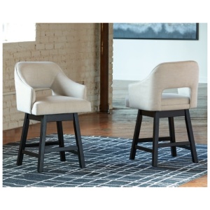 Tallenger Counter Height Bar Stool with Open Contoured Back, Linen/Brown