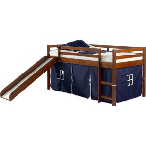 Tent Low Loft Bed with Slide & Tent Kit