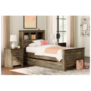 Trinell Twin Bookcase Bed with 1 Large Storage Drawer, Brown