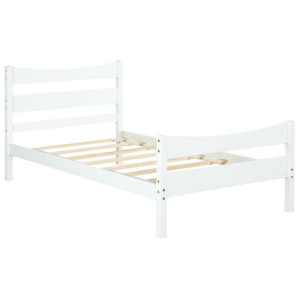 Twin Size Rustic Style Platform Bed Frame with Headboard and Footboard-White