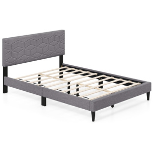 Twin/Full/Queen Size Bed Frame Modern Platform Bed with Linen Fabric Upholstered Headboard-Full