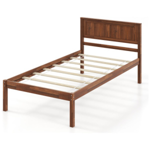 Twin/Full/Queen Size Bed Frame with Wooden Headboard and Slat Support-Twin Size