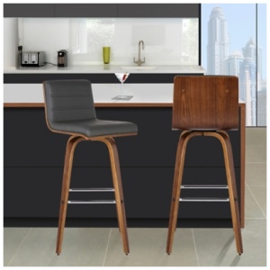 Vienna Bar Stool, Gray/Walnut