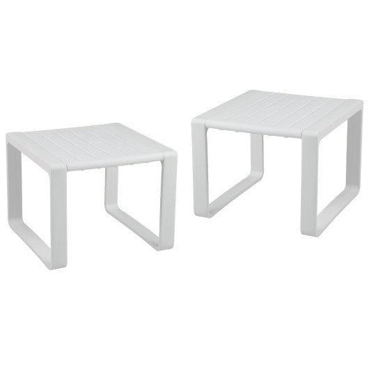 Weather Resistant Adirondack Outdoor Side Table Set of 2-White