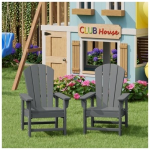 Westin Furniture Laguna Kids Outdoor Adirondack Chair (Set of 2), Gray