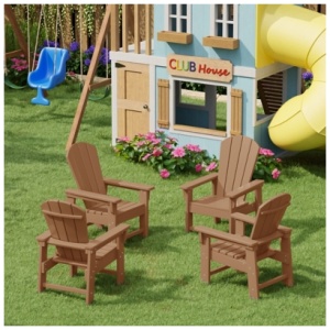 Westin Furniture Laguna Kids Outdoor Adirondack Chair (Set of 4), Teak