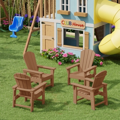 Westin Furniture Laguna Kids Outdoor Adirondack Chair (Set of 4), Teak