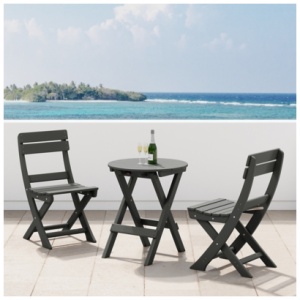 Westin Furniture Laguna Outdoor Bistro Table and 2 Chairs, Gray