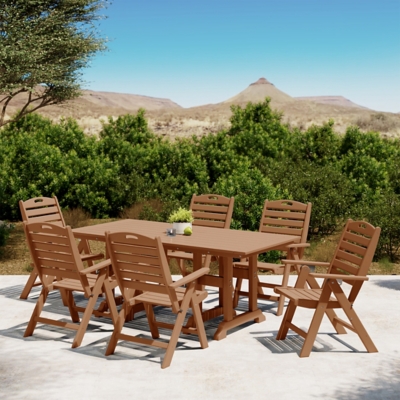 Westin Furniture Laguna Outdoor Dining Table and 6 Chairs, Teak