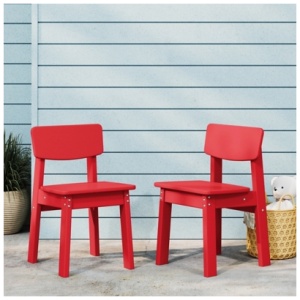 Westin Furniture Modern Mini Kids Outdoor Dining Chair (Set of 2), Red