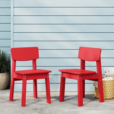 Westin Furniture Modern Mini Kids Outdoor Dining Chair (Set of 2), Red