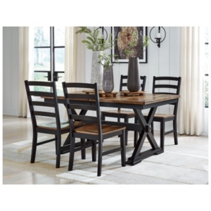 Wildenauer Dining Table and 4 Chairs, Brown/Black