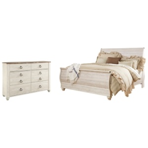Willowton King Sleigh Bed with Dresser, Whitewash