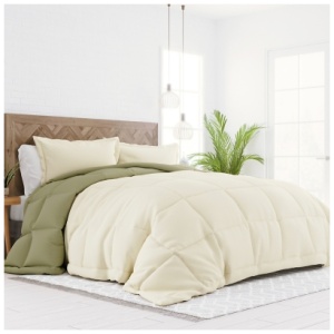 iEnjoy Home Reversible Full/Queen Premium Down Alternative Comforter, Sage/Ivory