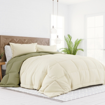 iEnjoy Home Reversible Full/Queen Premium Down Alternative Comforter, Sage/Ivory
