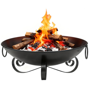 24 Inch Heavy-Duty Metal Fire Pit Bowl Outdoor Wood-Burning Firepit with Handles