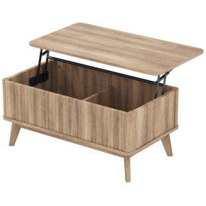 35.5" Rectangle Wooden Fluted Lift Top Coffee Table-Walnut