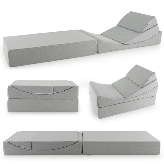 4-in-1 Convertible Folding Sofa Bed with High-Density Foam-Gray