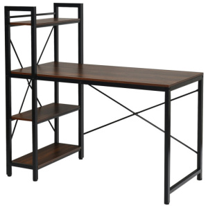 47.5 Inch Writing Study Computer Desk with 4-Tier Shelves-Tan