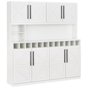 70 Inch Farmhouse Pantry Cabinet Kitchen Buffet Hutch with 4 Cabinets and 2 Open Shelves-White