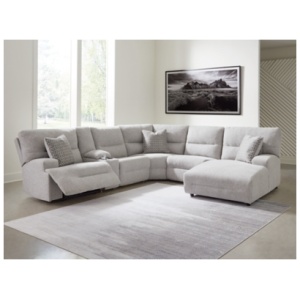 Acklen Place Next-Gen Nuvella™ Performance Fabric Dual Power Reclining Modular Sectional with Chaise, Pewter