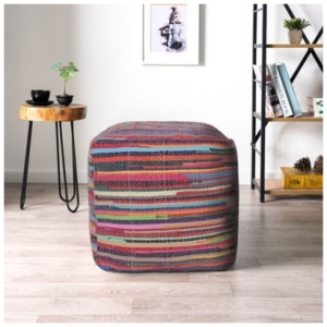 Andros Striped Cube Pouf, Multi