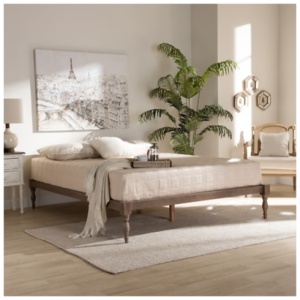 Baxton Studio Iseline Antique Oak Wood Platform Bed Frame