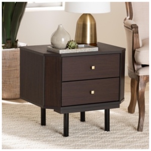 Baxton Studio Norwood End Table, Espresso Brown/Black