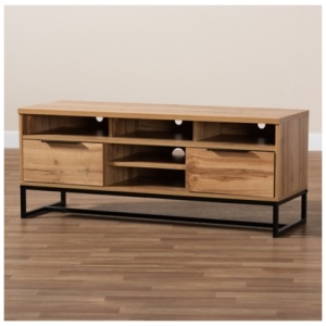 Baxton Studio Reid 47" TV Stand, Brown/Beige