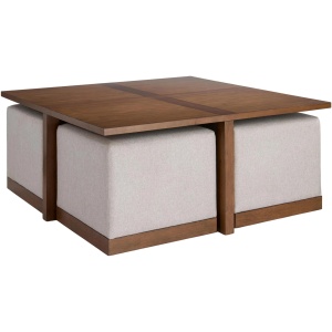 Beau Coffee Table w/ 4 Castered Stools
