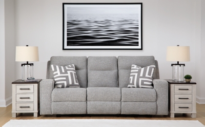 Biscoe Next-Gen Nuvella™ Performance Fabric Dual Power Reclining Sofa, Pewter