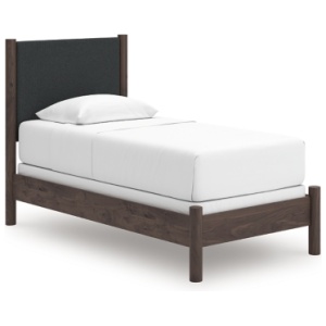 Cadmori Twin Upholstered Panel Bed, Brown