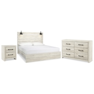 Cambeck King Panel Bed with Dresser and Nightstand, Whitewash