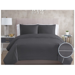 Christian Siriano NY 3 Piece King Duvet Set, Dark Gray