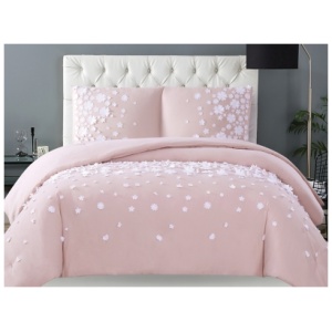 Christian Siriano NY Confetti Flowers 3 Piece King Duvet Cover Set, Pink