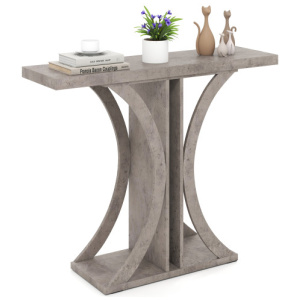 Console Table 39.5 Inch Rectangular Entryway Table with Geometric Frame-Gray
