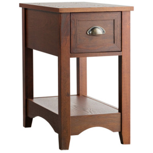 Contemporary Chair Side End Table Compact Table with Drawer Nightstand-Natural