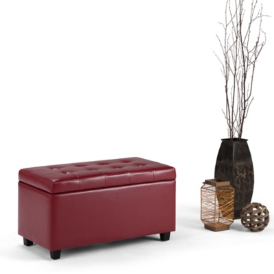 Cosmopolitan Rectangle Storage Ottoman, Red