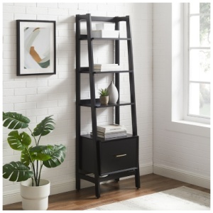 Crosley Furniture Landon 70" Etagere Bookcase, Matte Black