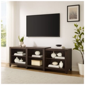 Crosley Furniture Ronin Low Profile 69" Tv Stand, Dark Walnut