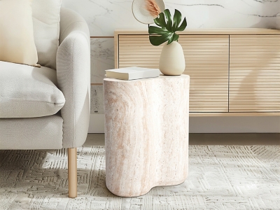 Empire Art Direct Luminous Clover Accent Side Table, Beige