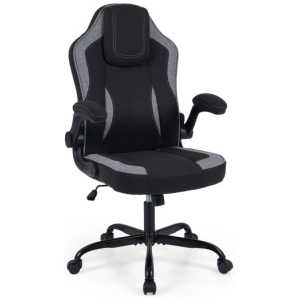 Ergonomic Computer Office Chair with 90° Flip-up Armrests-Black