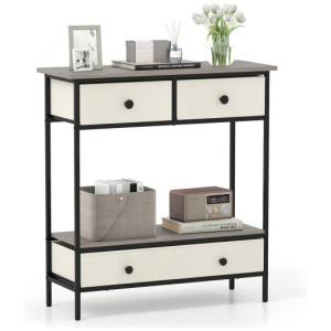 Farmhouse Console Table with Open Storage Shelf for Hallway-Gray