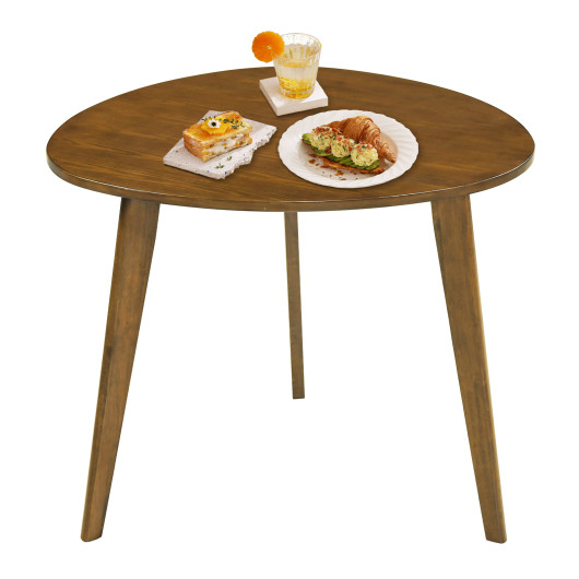 Farmhouse Wooden Round Dining Table for 4-Walnut