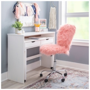 Faux Fur Armless Office Chair, Light Pink