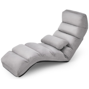 Folding Lazy Sofa Couch with Pillow-Gray