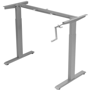 Hand Crank Sit to Stand Desk Frame Height Adjustable Standing Base-Gray