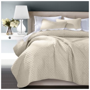 Indigo Hill Anna Diamond 3-Piece King Quilted Coverlet Set, Light Tan