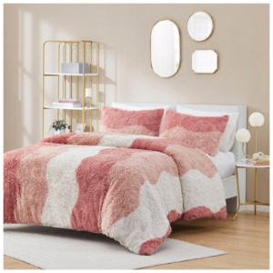 Intelligent Design Shaggy Full/Queen Comforter Set, Blush